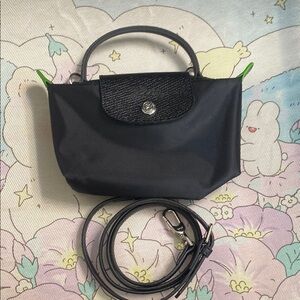 Longchamp Le Pliage Mini Black Crossbody Canvas Tote
